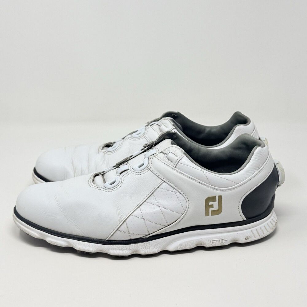 Footjoy Pro SL BOA Golf Shoes Mens 10 M White Black Leather Spikeless 53596 - Picture 2 of 16
